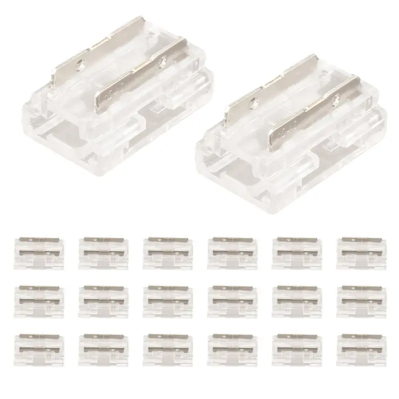 AA94-Multi-Use 20-Pack LED Strip Connectors For 8Mm 2-Pin COB/SMD 2835/3528, Enable Seamless Strip Connections And Wiring