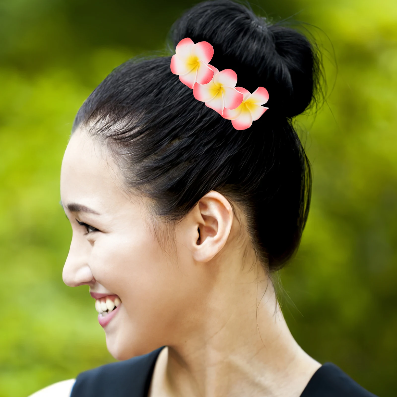 

4pcs Side Combs Women Plummeria Flower Hairpin Sturdy Lightweight Fine Hair Comb Firm Hold Wedding Prom Decorative Accessories