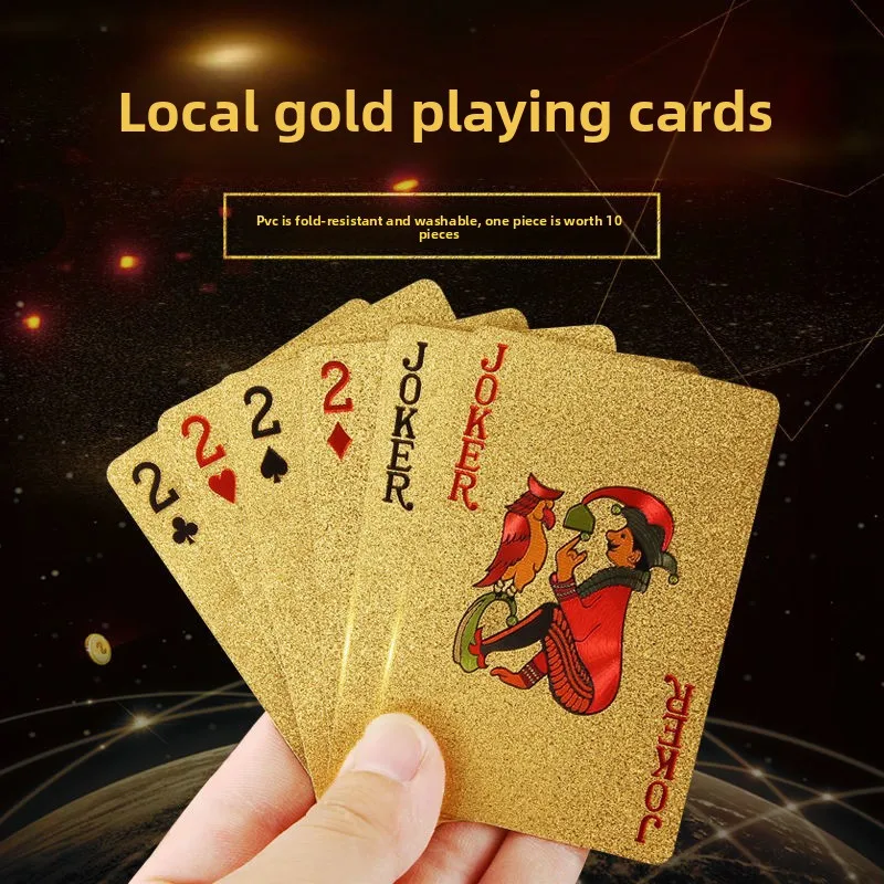 

55pcs Gold Foil Poker Set Magic Card 24K Gold PVC Waterproof Party Game Card Gold Game Entertainment Card
