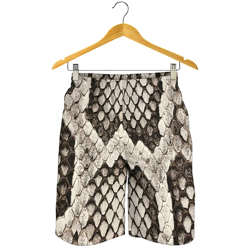 

Black White Punk Snake Skin 3d Print Beach Shorts Men Summer Swim Trunks Cool Street Short Pants Quick Dry Surf Board Shorts