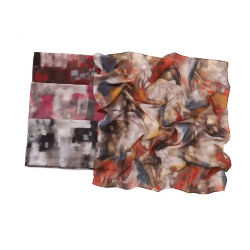 Fashion Cotton Voile Wide Edge Hijab Watercolor Casual Tie-Dye Shawl Headscarf Instant Hijab For Women