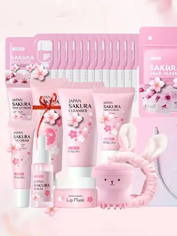 라이코우 일본 벚꽃 스킨케어 세트 보습 안티에이징 키트 주름 개선 광채 부스팅 페이셜 키트 선물 세트