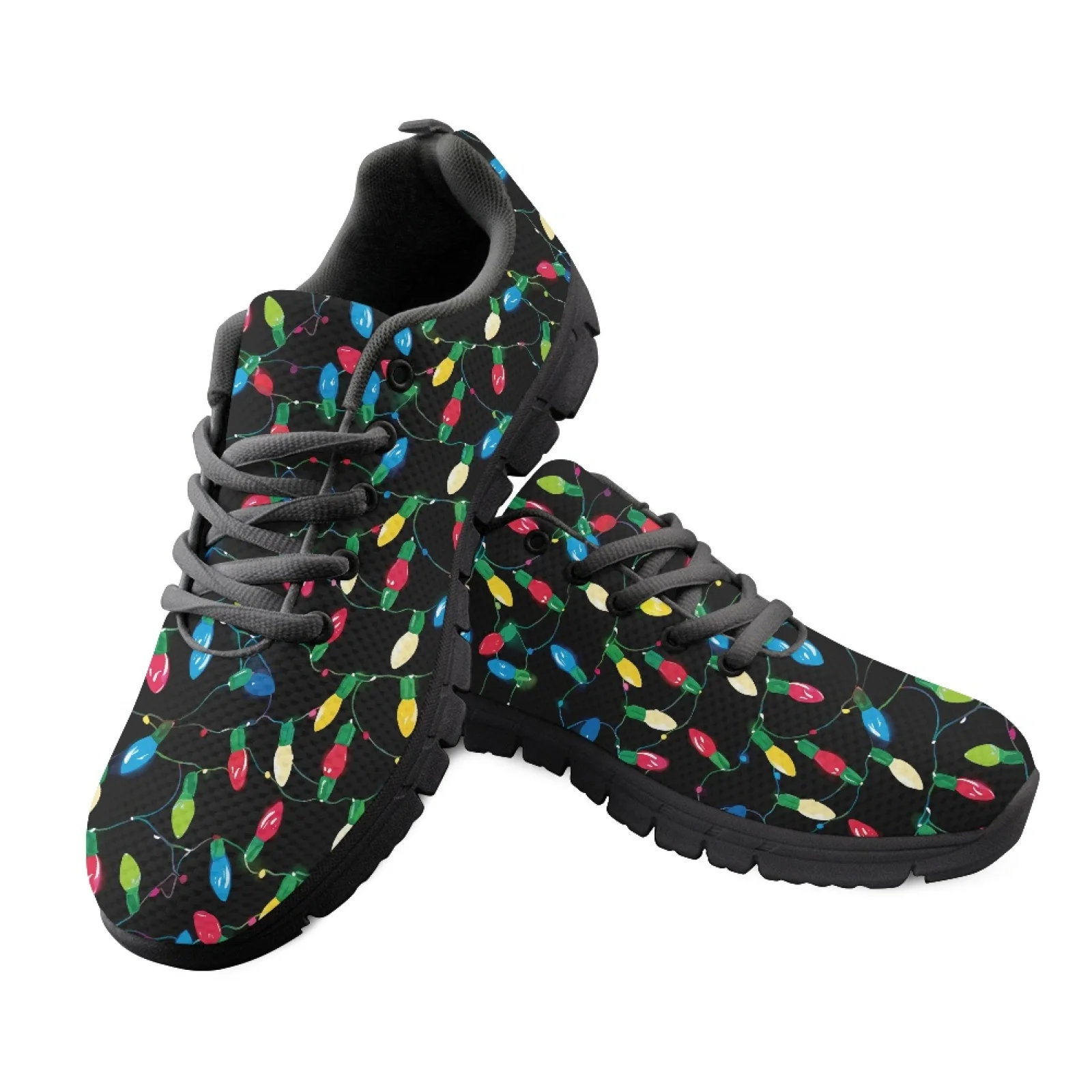 Coloranimal Christmas Light Women Cna Work Shoes Comfortable Non-Slip Sole Fitness Sneakers for Outdoor