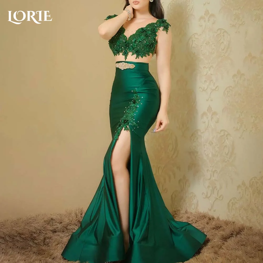 LORIE Mermaid Evening Dresses Corset High Split Prom Dresses Strapless Corset  Two Pieces Clebrity Party Gown 2024 Club Dresses