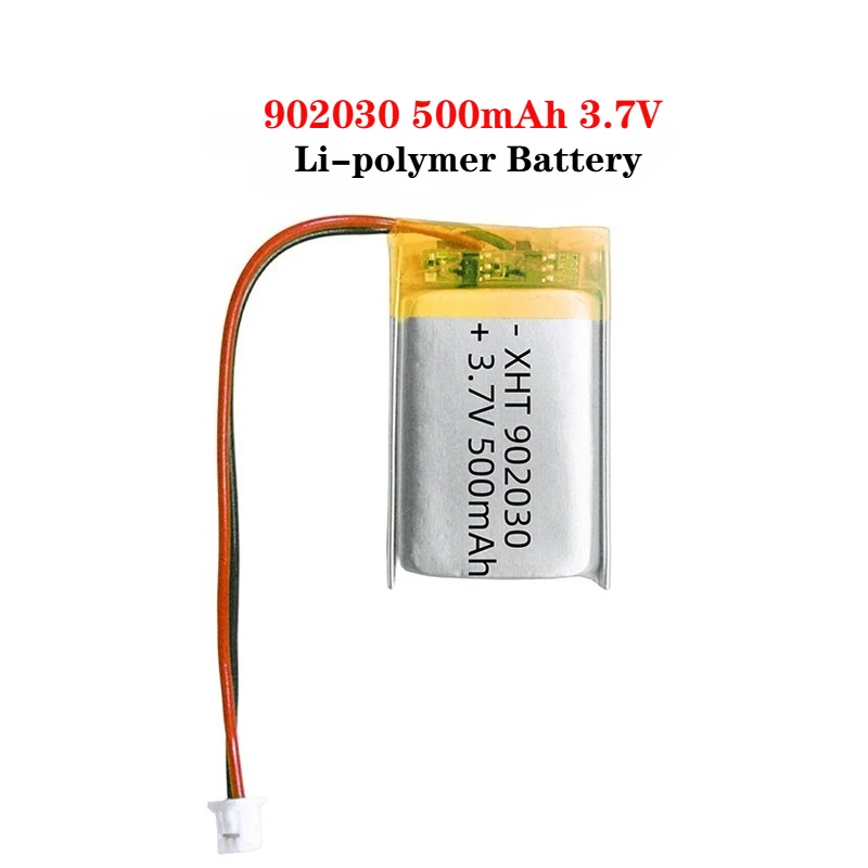 

500mAh 902030 3.7V Li Polymer Battery Li-ion Battery for Electronics Toys LED Lights Bluetooth Speakers Lipo Rechargeable Cell