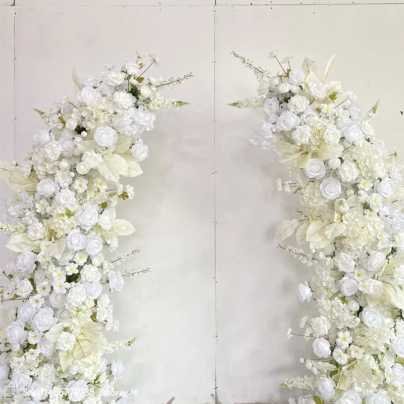Luxuriöser weißer künstlicher Blumenbogen, Rosen-Blumenarrangement, Kirchen-Hochzeitszeremonie-Hintergrunddekoration, europäische Hochzeitsblumendekoration – Detail 6