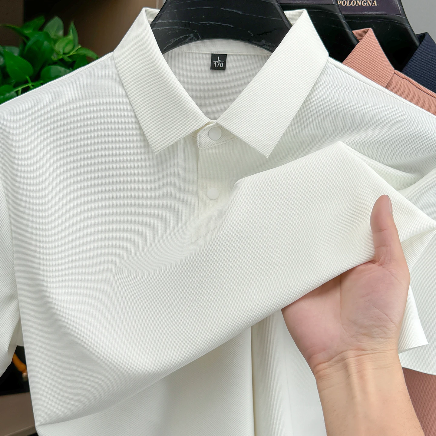 Light luxury men short sleeve polo shirt classic simple solid color high-end ice silk breathable summer casual business T-shirt