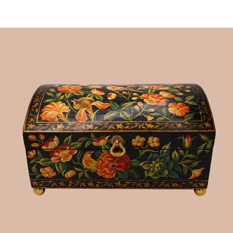 

YS03 hand-painted cloth crack bottom decorative box with barrel wave foot decorative ornament