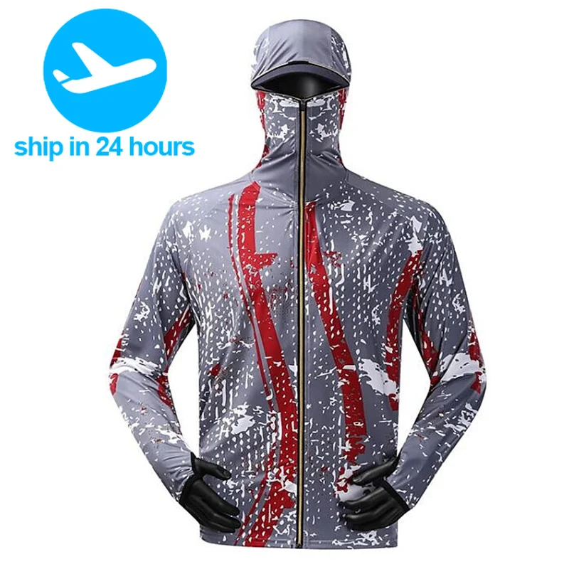 Comfortable Ventilation Printing Fishing Shirts Sublimation Hoodie Jerseys Men's Anti-UV With Zipper Fishing Clothing