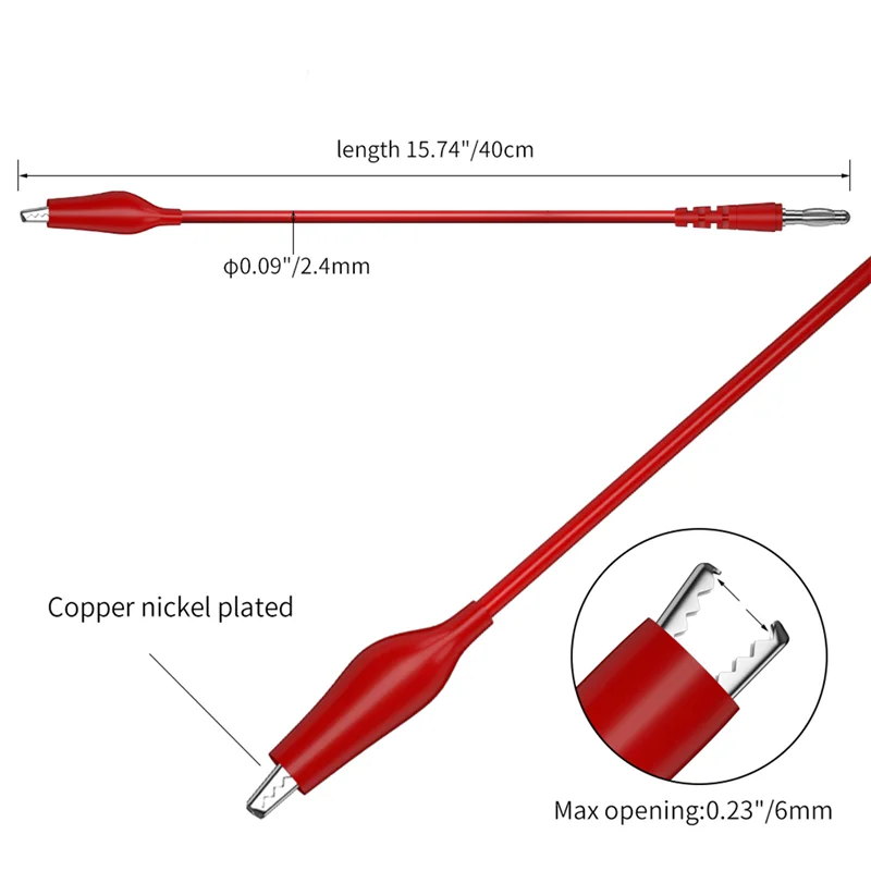 AB47-Kit de cables de prueba para multímetro, pinza de cocodrilo a conector Banana de 4MM con Kit de sondas traseras de sonda de prueba