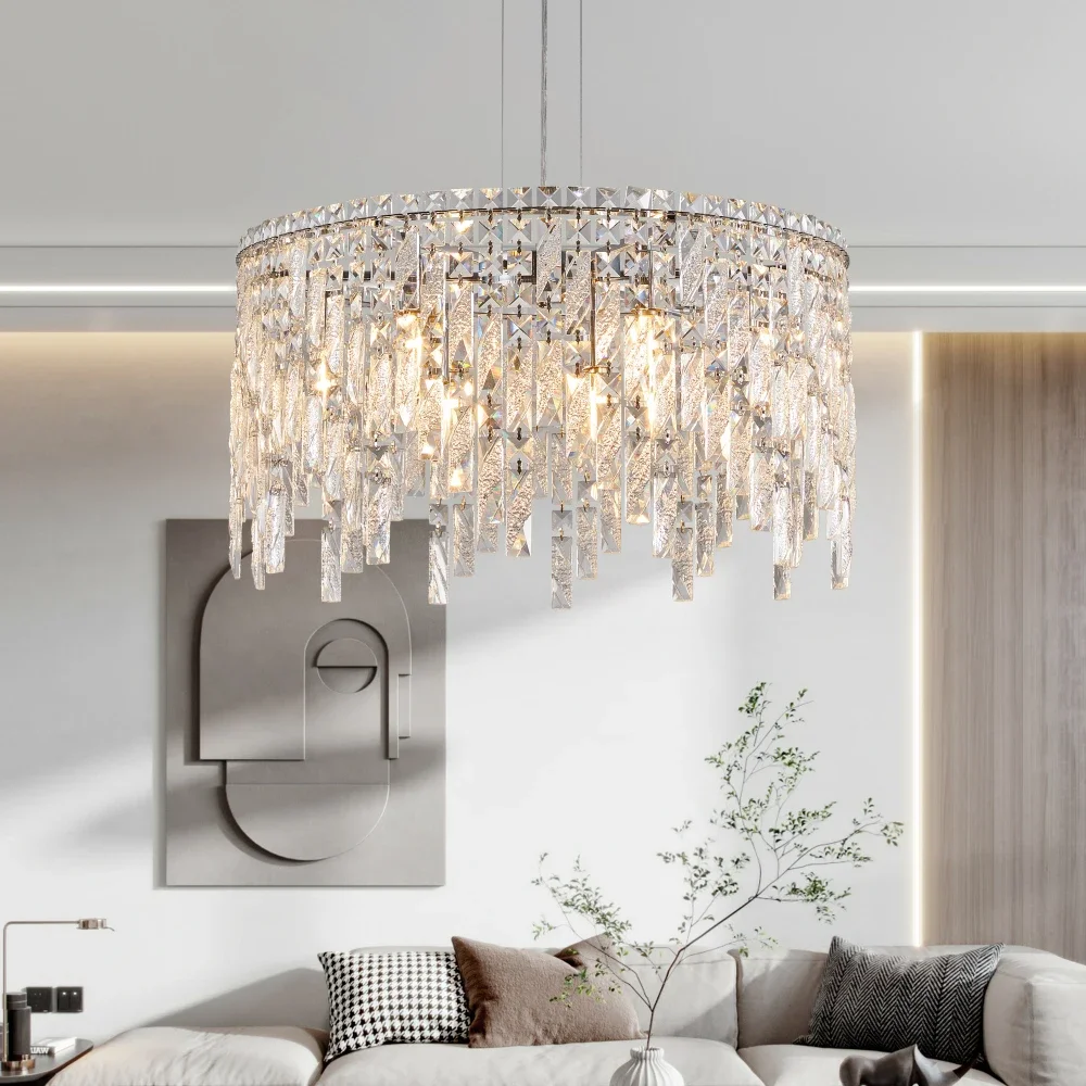 

Modern LED Strip Tassel Ceiling Chandeliers K9 Crystal Hanging Light Living Dining Room Pendant Lamp Home Decor Luste