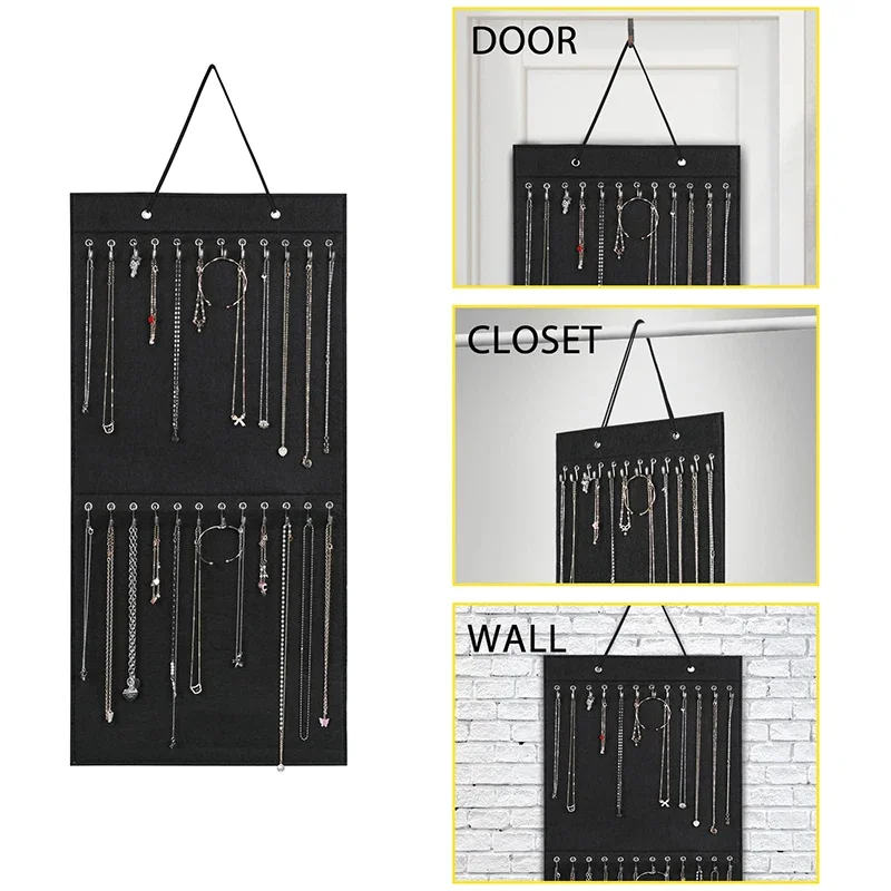 Hanging Storage Bag Jewelry Holder Necklace Bracelet Earring Ring Jewelry Display Organize Wall Door Closet Storage Jewelry Box