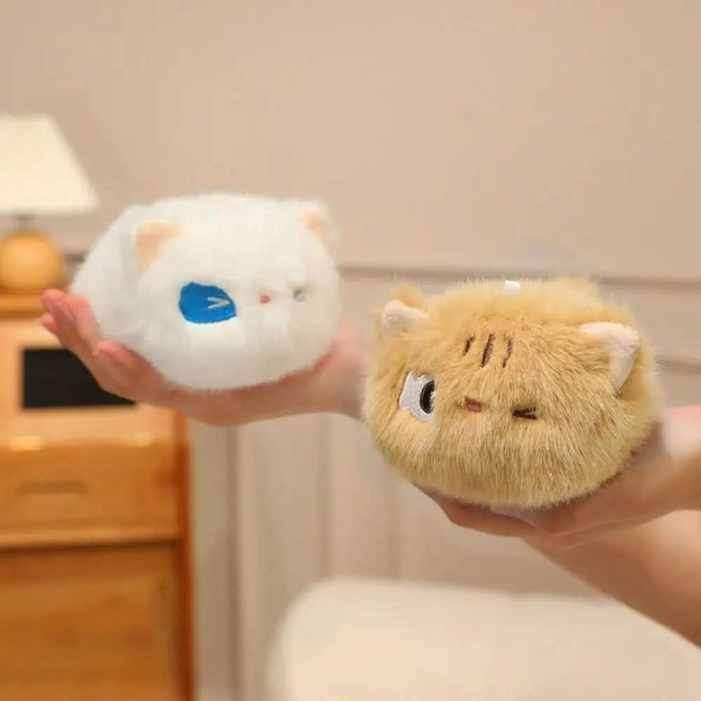 Birthyday Xmas Gift Stuffed Animals Black Cat Keychain Cartoon Fluffy Orange Cat Pendants Round 16cm Grey Cat Baby Gifts