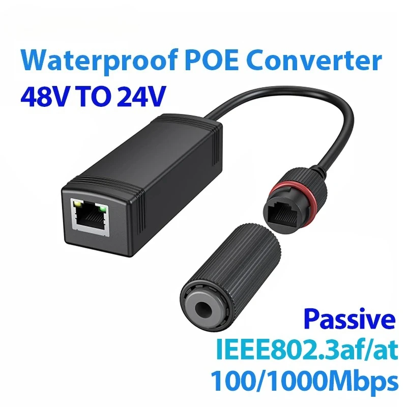 ‌-防水ギガビット-poe-コンバーター-48v-入力-24v-出力-ieee-8023af-at-2-個入り、密閉型ハウジング付き、屋外監視用