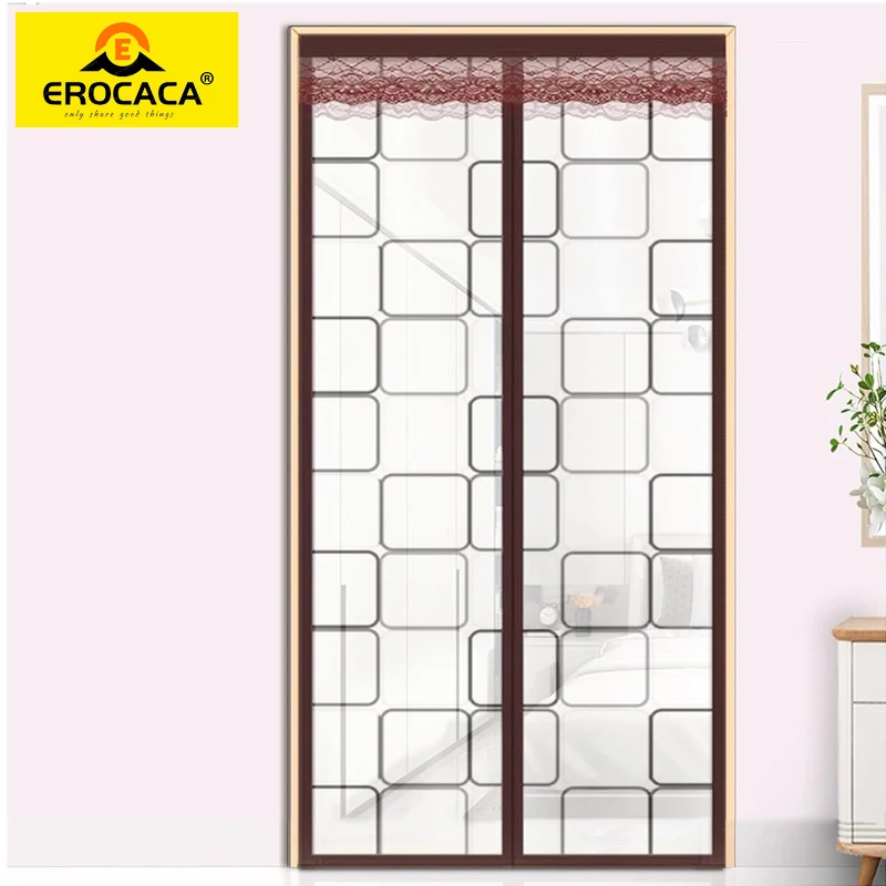 

EROCACA Brown Winter door curtain to prevent cold air conditioning partition door curtain magnetic suction insulation windproof