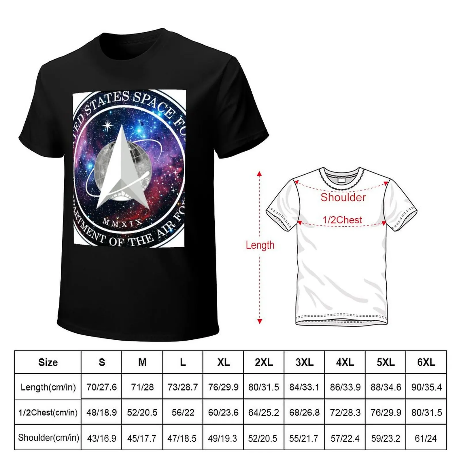 US Space Force Official Logo Design - Running Chicken Nebula Galactic Universal Stars Print T-Shirt