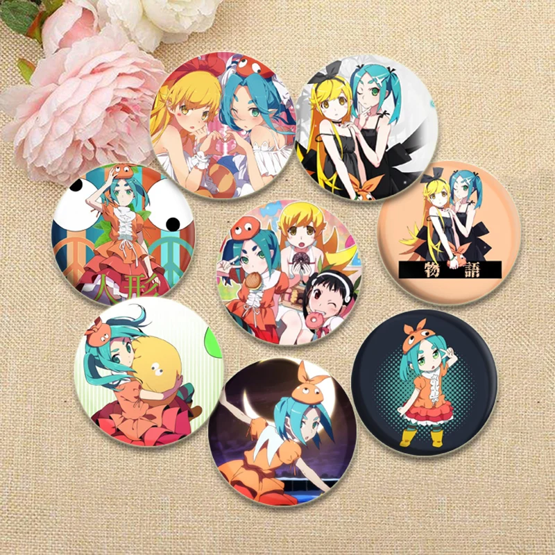 

Round Enamel Pins Cute Anime Brooches Ononoki Yotsugi Tsukimonogatari Cartoon Badge Backpack Hat Jewelry Accessories Gifts