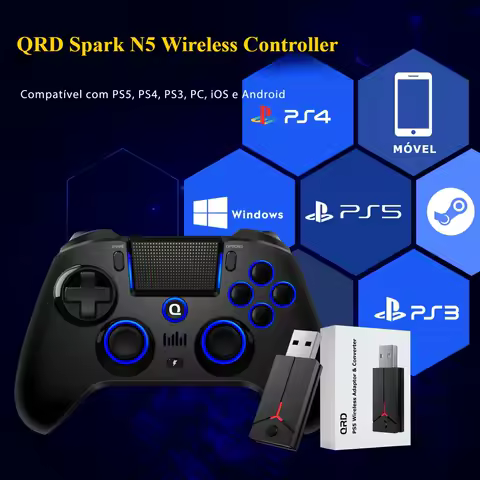 QRD Spark N5 PS5 Bundles Preto Controle Para PS5 PS4 PS3 Joystick Sem Fio Pc Gamepad Para Ios Android Hall Effect