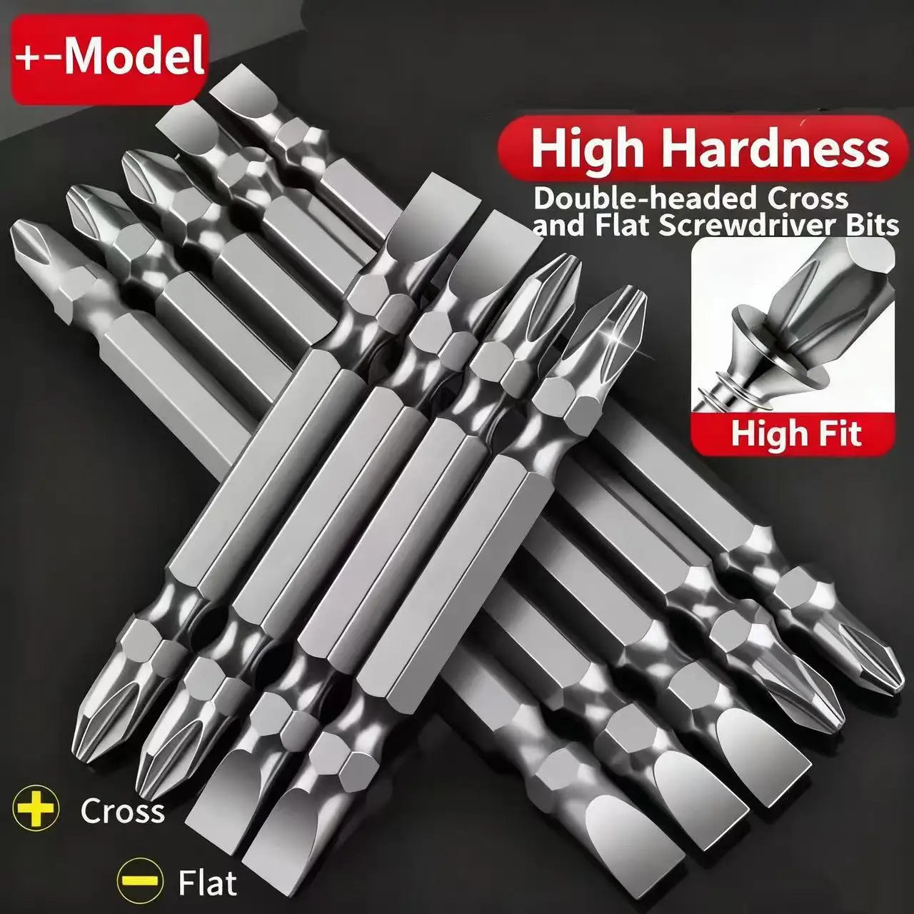 Dual-Ended Drill Bit: 2-in-1 Bit with Flathead & Crosshead Tips, Suitable for Pneumatic Screwdriver Handles,  Electric HandDrill