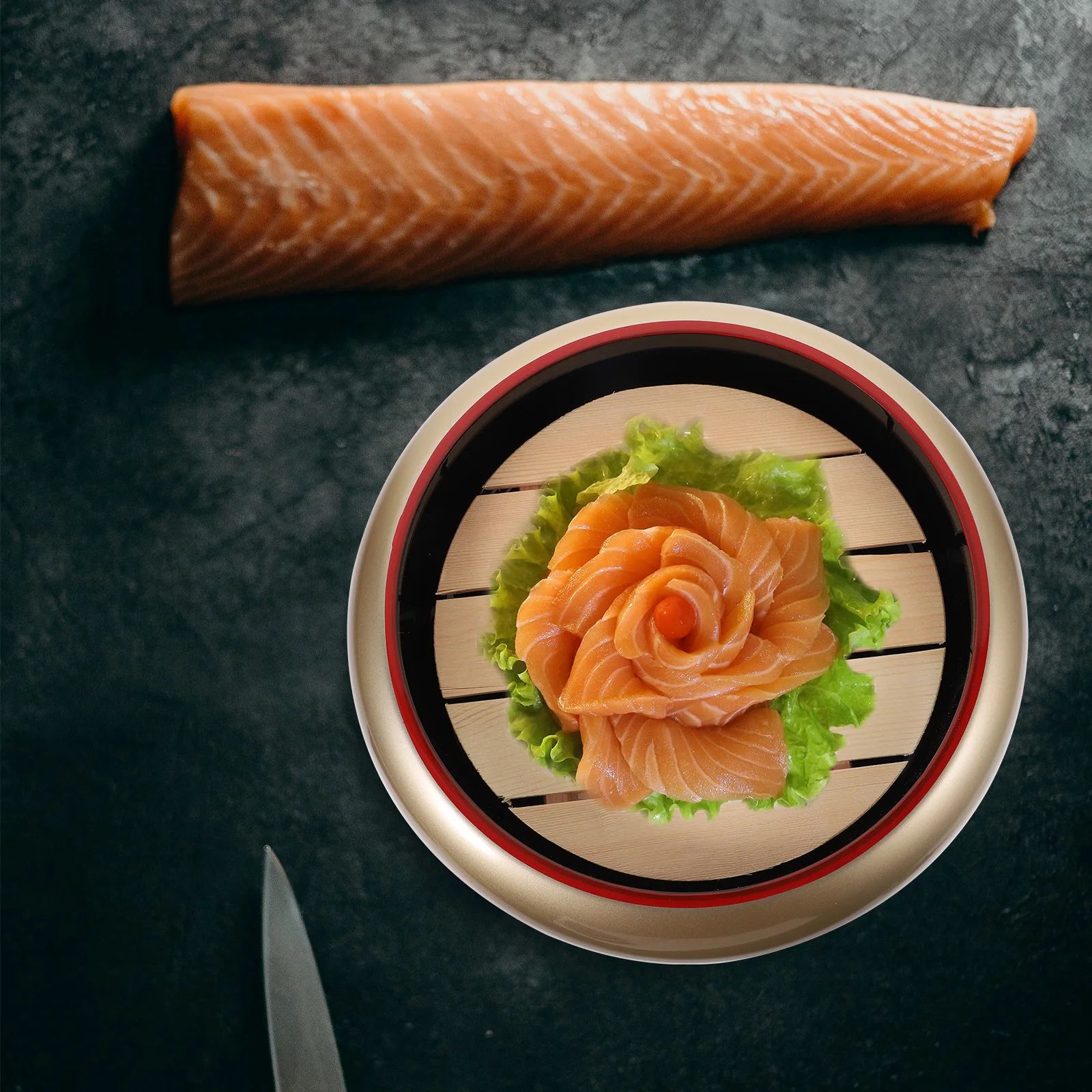 

2Pcs Sashimi Plate Salmon Sushi Dish Serving Platter Wood Japanese Food Display Safe Kitchen Utensils Set