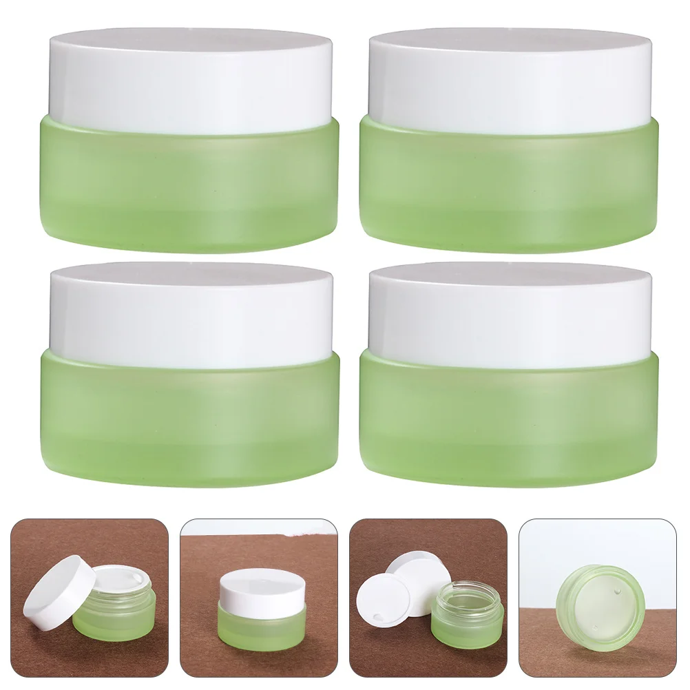 Pot de crème d'échantillon rechargeable, récipient vide, couvercle à vis à large bouche, pots de soins de la peau de voyage étanches, pot de maquillage à vis 4 pièces