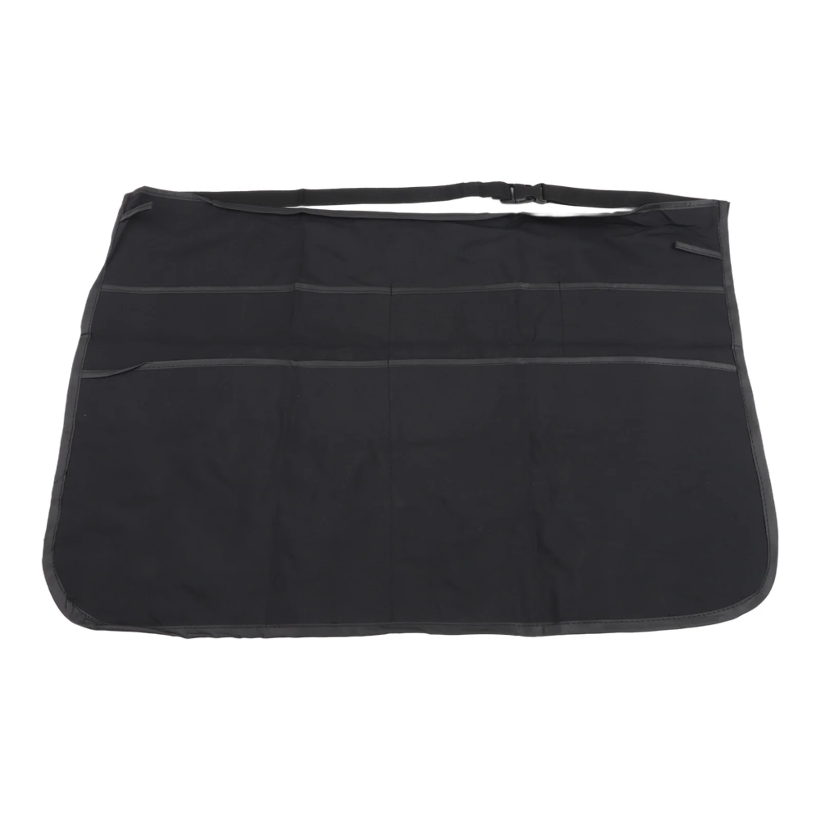Black Hairstylist Waist Apron with Five Divided Pockets Adjustable Half Waist Apron for Hairdressers and Groomers