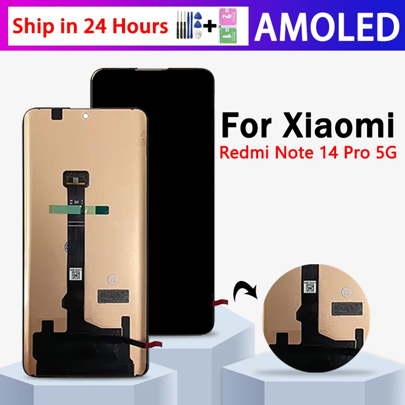 24090ra29g-プレミアム液晶-xiaomi-redmi-注-14-プロ-5-グラムディスプレイタッチスクリーンデジタイザパネルアセンブリと指紋