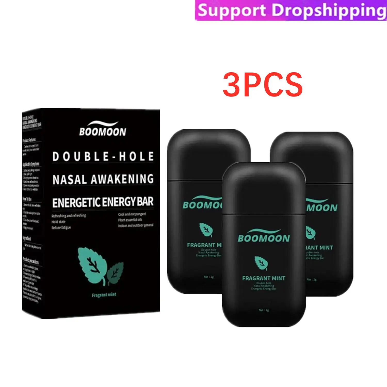 Barra de succión Nasal, doble orificio de menta, energía de aceite, energía, congestión Nasal Sobe refrescante, 3 unidades