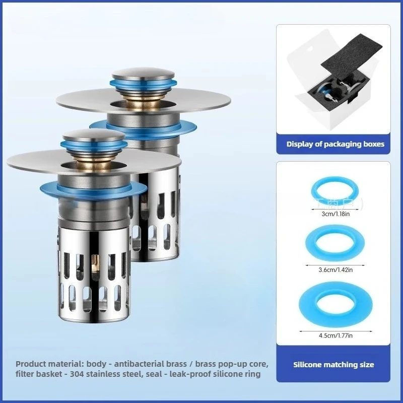 

1/2 шт. со съемной корзиной для фильтра из нержавеющей стали, ловушка для волос, сливной фильтр для раковины, замена пробки для раковины в ванной комнате