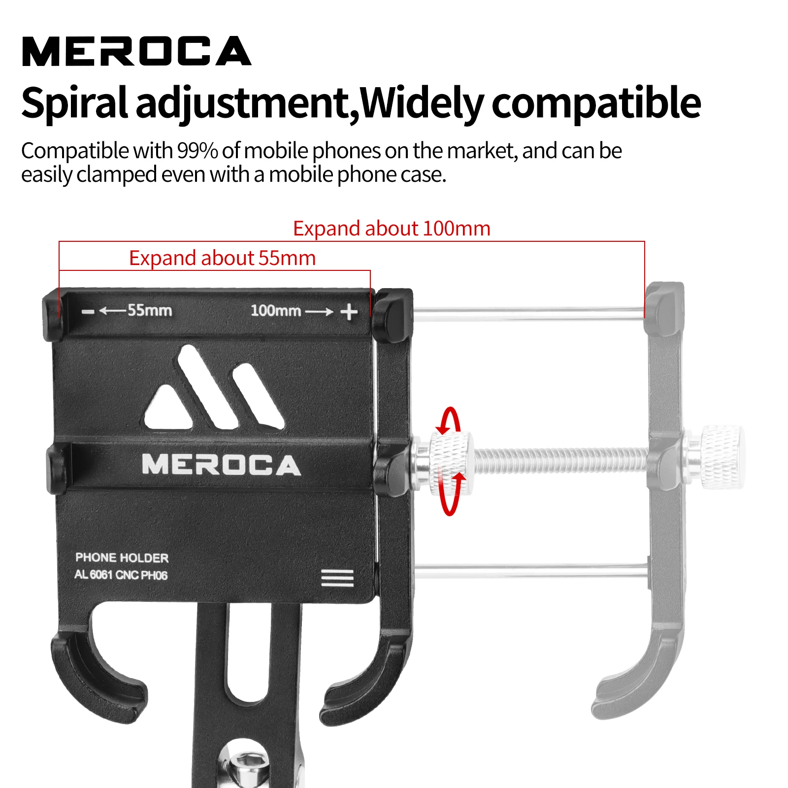 MEROCA Aluminum Alloy Bicycle Cell Phone Holder Anti-sli For 3.5-6.5 Inch Cell Phone Mountain Bike Stem Mount Cell Phone Holder