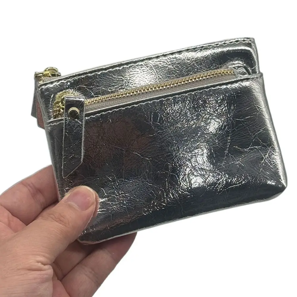 

Прочный кожаный кошелек для мелочи, многофункциональный, с двойной молнией, мини-кошелек для повседневного использования