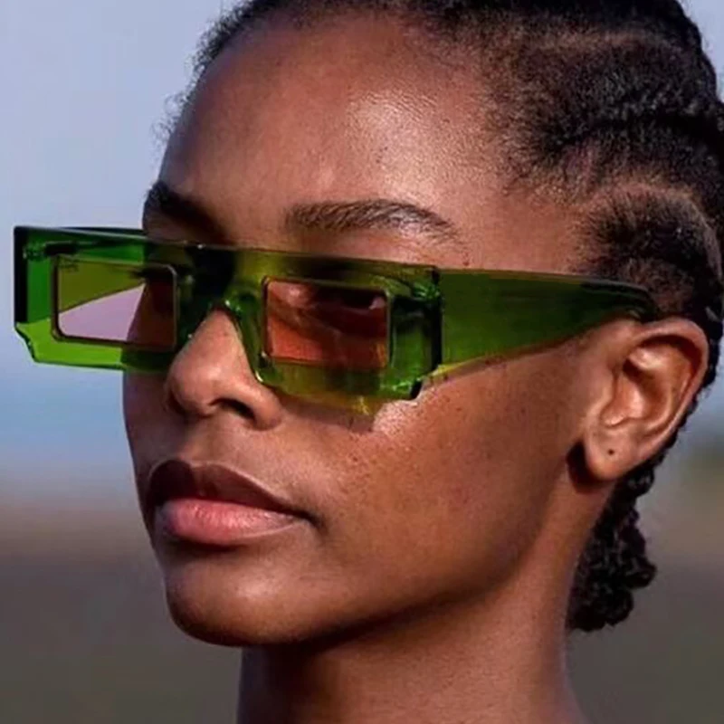 SO&EI Ins Popular Fashion Square Sunglasses Women Vintage Candy Color Eyewear Men Trending Rivets Sun Glasses Shades UV400