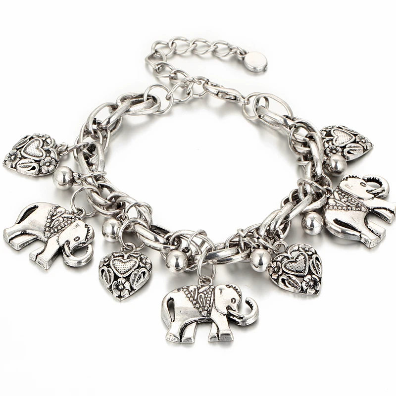 

Fashion Vintage Ethnic Elephant Heart Anklet Chain For Women Unique Carved Personality Vacation Beach Jewelry Female Accessories
