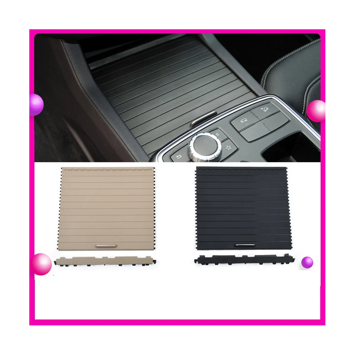 Car Drink Water Cup Holder Cover Rolling Blind Shutter for Mercedes Benz W166 ML GL GLE GLS 1666803814(Beige)