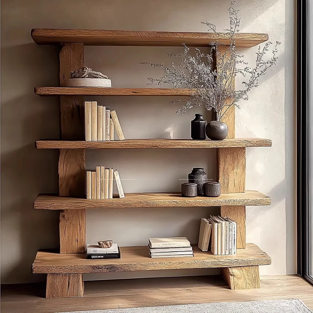 Wabi Sandy Wind Solid Wood Bogu Rack Living Room Home Log Color Shelf