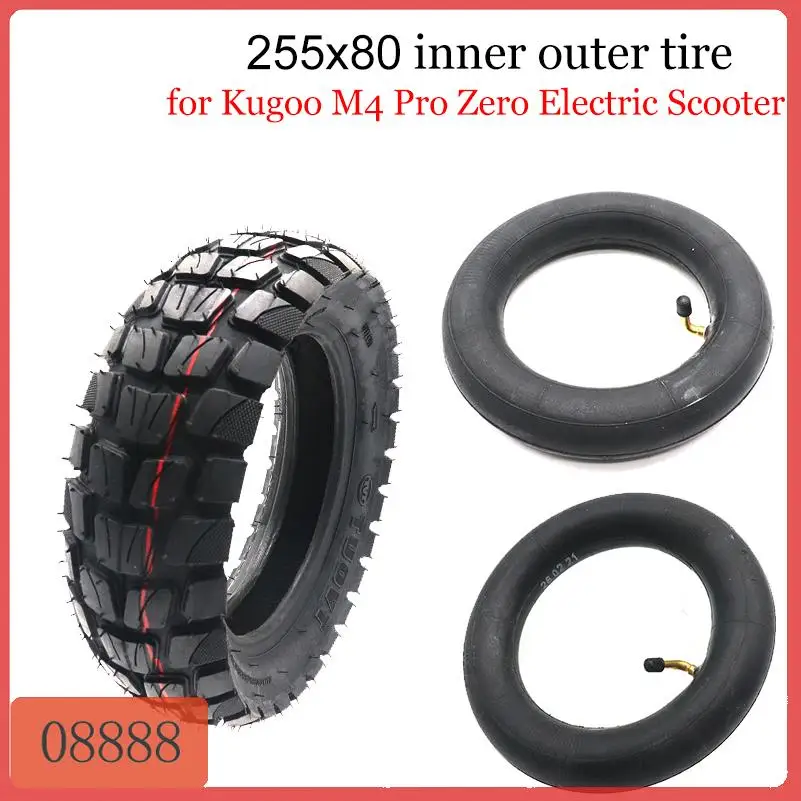 Pneu 255X80 para Scooter Elétrico Zero 10x Dualtron KuGoo M4, Pneu Off Road de 10 Polegadas 10x2.5
