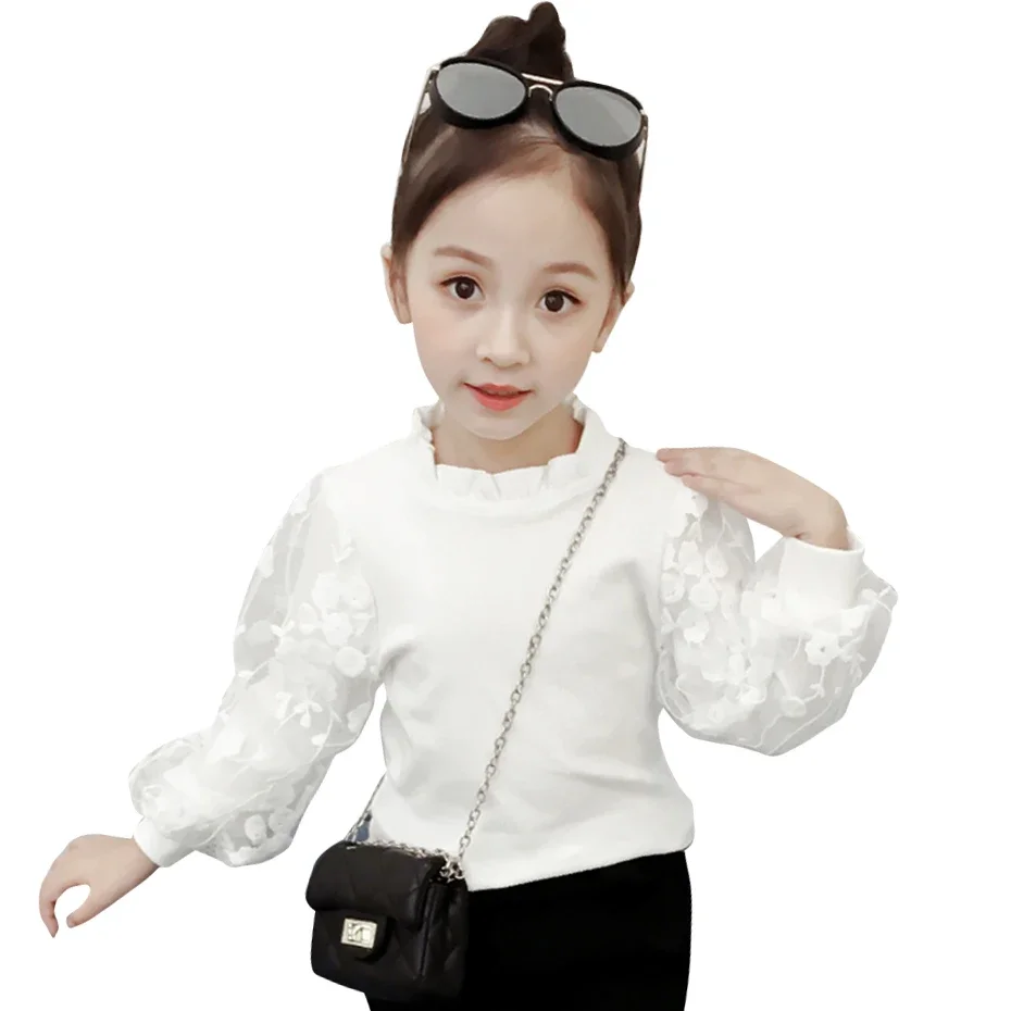 White Lace Floral Blouse for Spring/Autumn + Children's Clothes