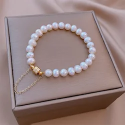 Hot Sell Trendy Magnet Buckle 14K Gold Filled Natural Freshwater Pearl Female Charm Bracelet Jewelry For Women Gifts No Fade