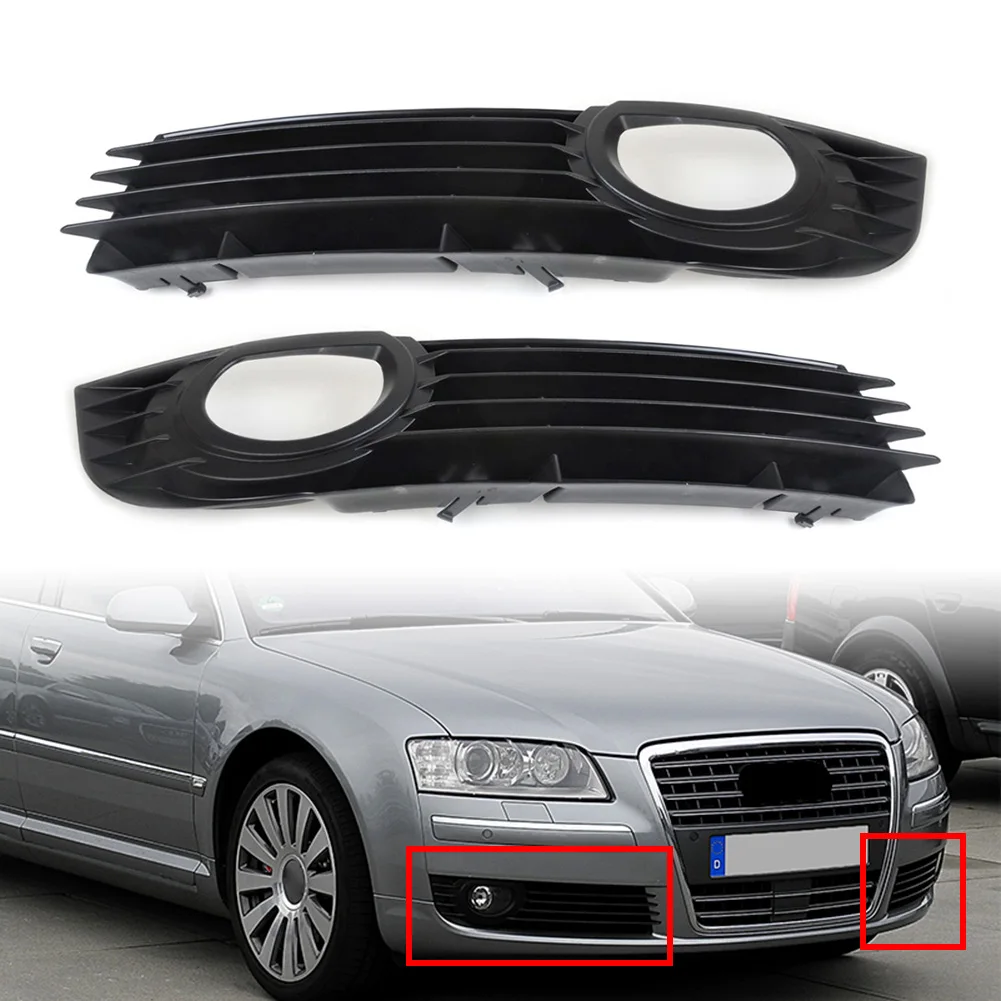 

1Pair Car Front Bumper Grill Lower Grille Fog Light Cover Left & Right For Audi A8 D3 2006 2007 2008