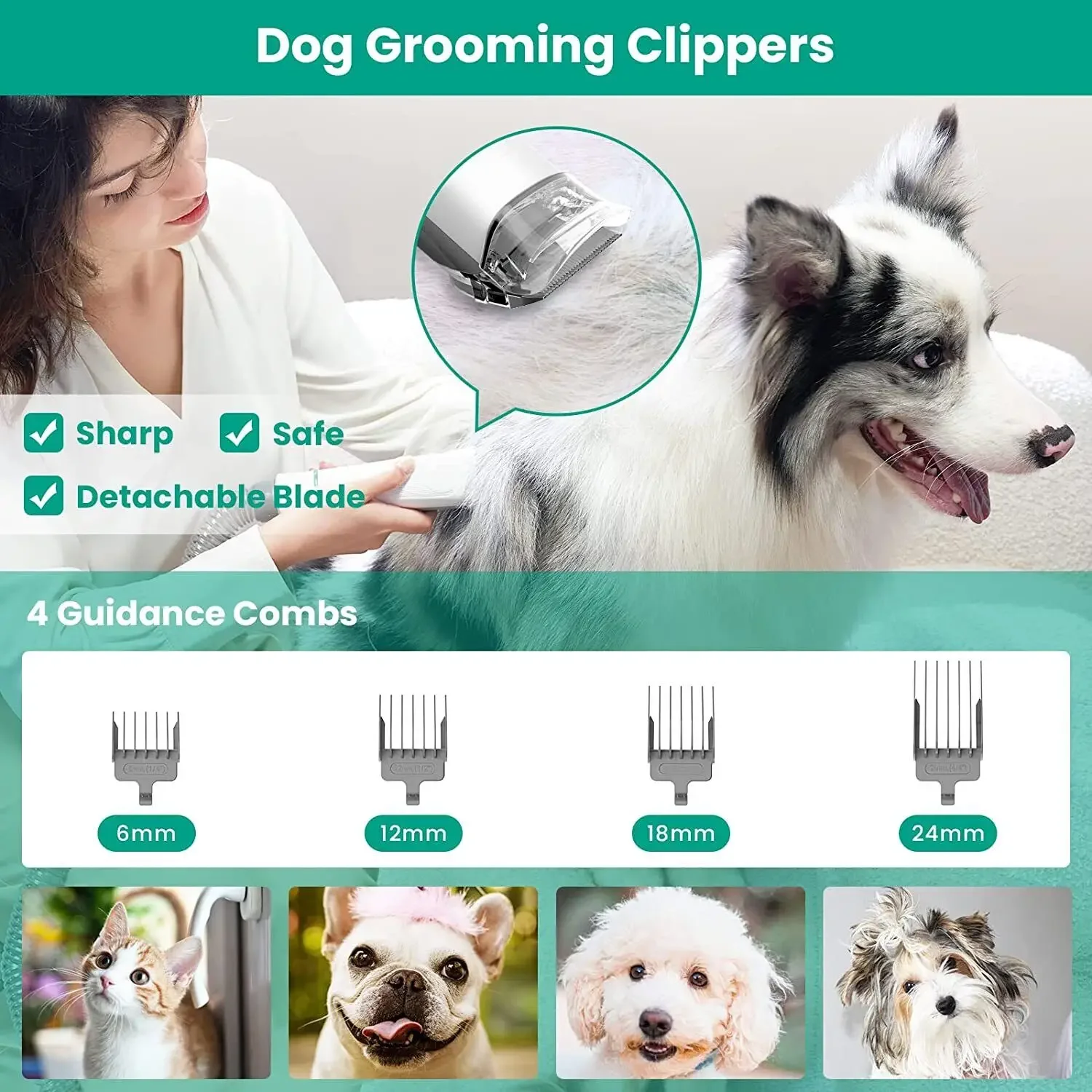 INSE P20 Pet Grooming Vacuum,  Large Dust Cup Pet Hair Vacuum with Clipper , 5 Pet Grooming Tools for Shedding Dog Hair Set