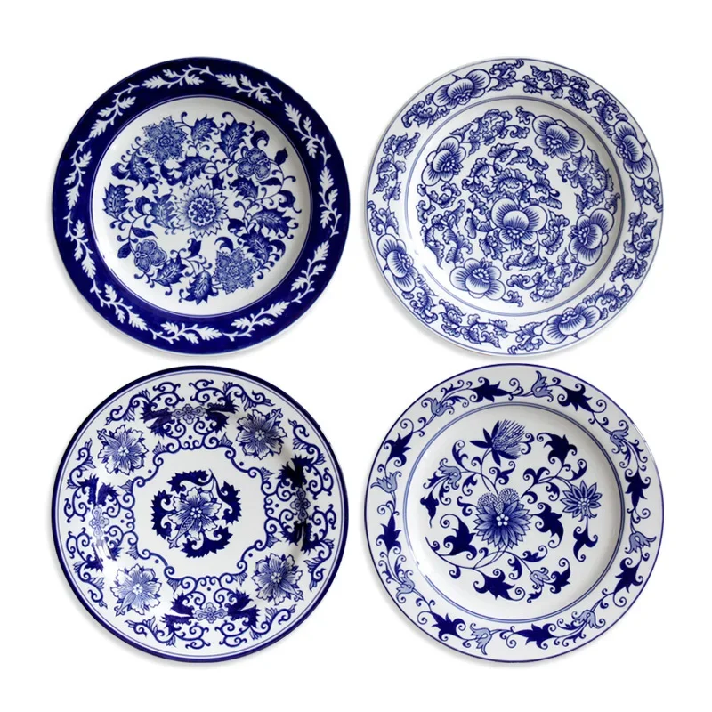 Jingdezhen Ceramics European-style Foreign Trade Mediterranean Blue And White Porcelain Wall Decoration Plate Wall Living Room