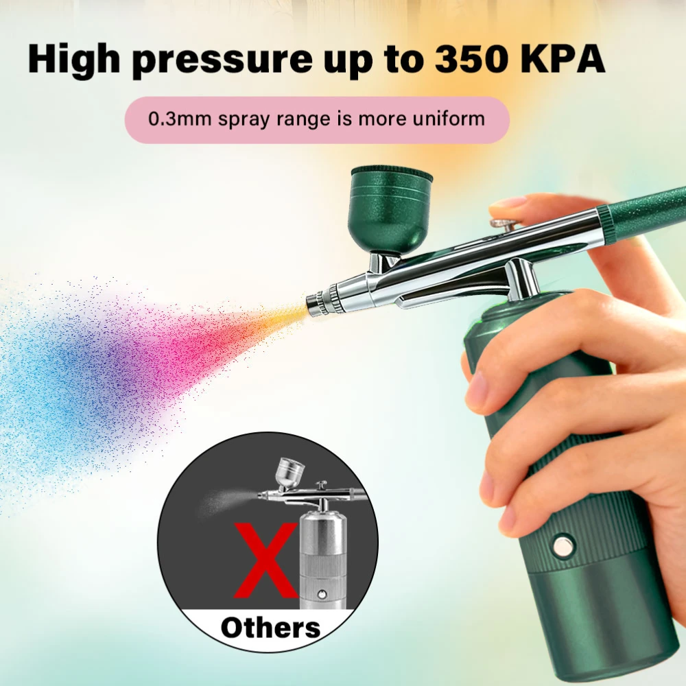 

Аэрограф высокого давления с соплом 0,3 мм, перезаряжаемый комплект с компрессором для дома, нейл-арта, тату, декора тортов и макияжа