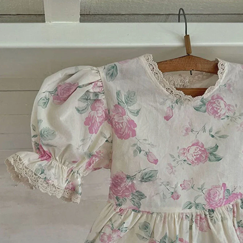 Girls Clothing sets Summer 2023 Korean Short Bubble Sleeve Shirt + Wide-legged Pants kids clothes toddler girl clothes