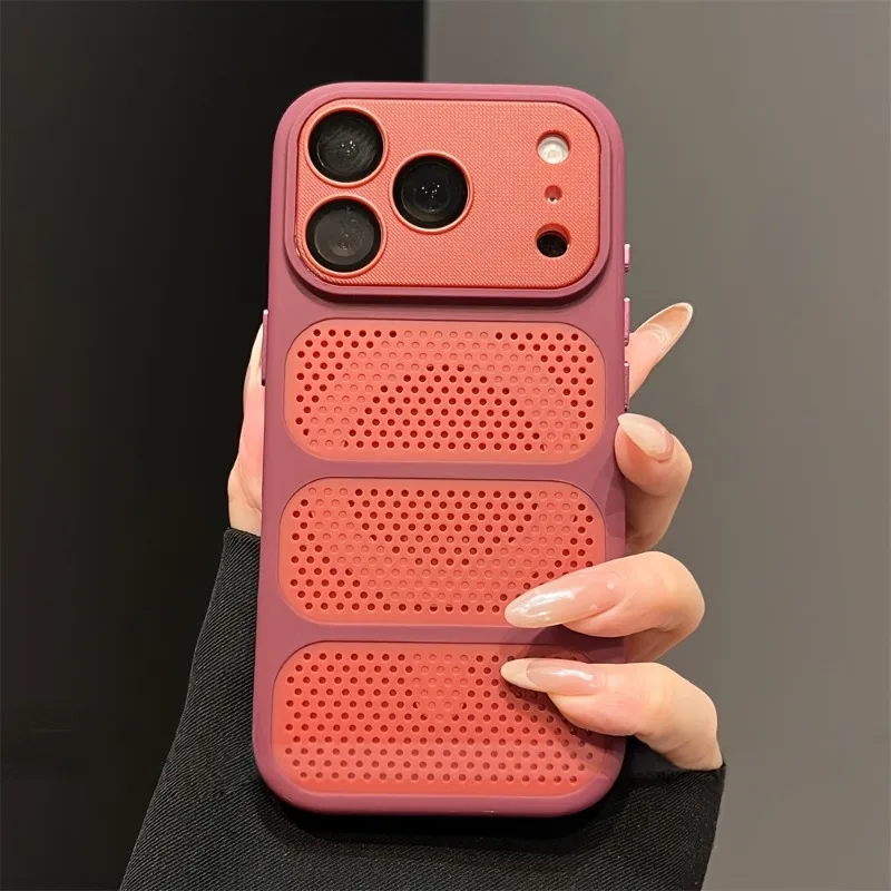 Luxuriöse Stoßfeste Wärmeableitende Mesh-Magnetische Hülle für iPhone 17 16 15 14 13 Pro Max mit Linsenschutz Matte Harte PC-Abdeckung