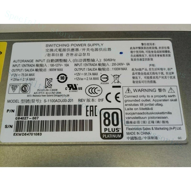 A+For Intel S-1100ADU00-201 G84027-007 Intel 1100W Server Power Supply