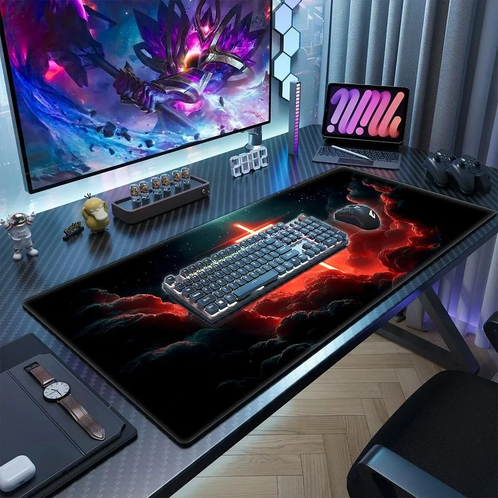 Cross-shaped glowing mouse pad for office and gaming durable and wear-resistant computer desk pad and keyboard pad for home use
