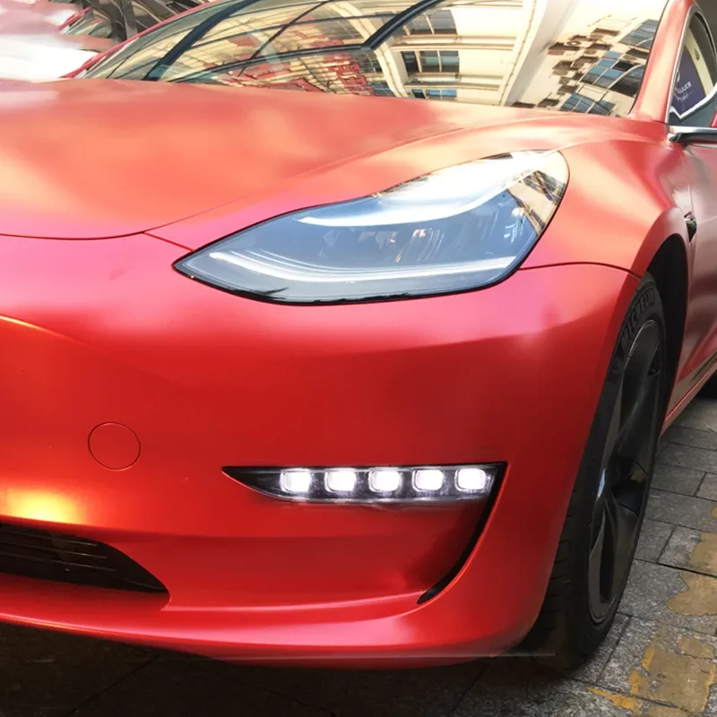 Para Tesla Model 3 2018 2019 2020 2021 2022 2023 DRL12V luces de coche luz LED de circulación diurna luz antiniebla delantera señal de giro que fluye