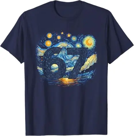 مضحك 67 ميمي ستة سبعة النجوم الفن ليلة تي شيرت Y2k الفن ألفا الجيل العام الفكاهة قائلا المحملة اللوحات الكلاسيكية الجدة هدية