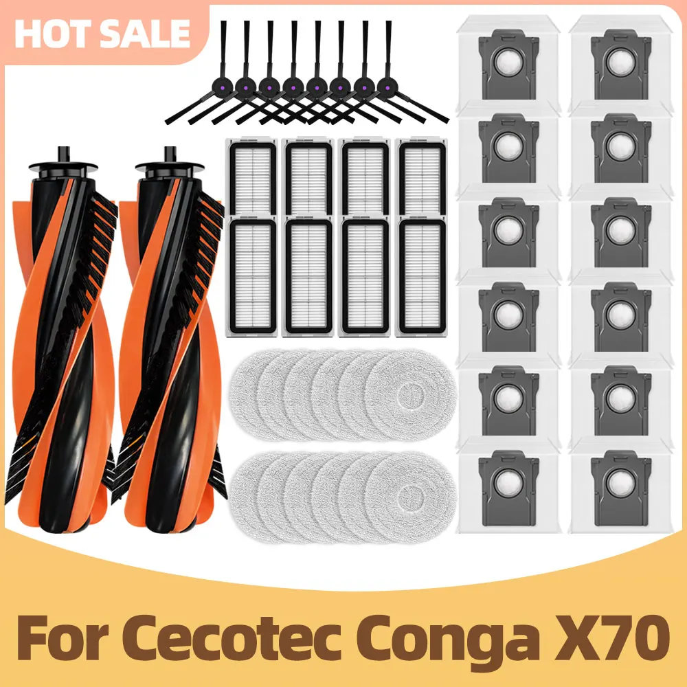 Accessorie Compatible For Cecotec Conga X70 / Deerma X80 Vacuum Spare Parts Main Side Brush Dust Bag Mop Cloth HEPA Filter