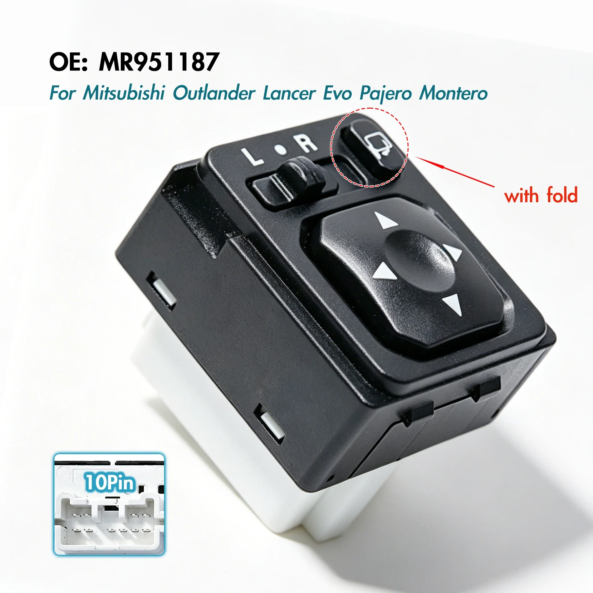 For Mitsubishi Outlander Lancer Evo Pajero Mentero Triton, Control Mirror Folding Switch Adjustment Control Button MR951187